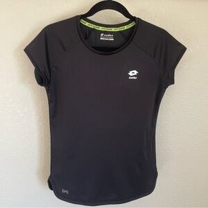 Lotto Training Tee Shirt Women’s L Black Italian Sporty Mesh Back Tennis